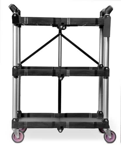 WEN Compact Foldable Service Utility Cart, Three Tier with 165-Pound Capacity (73065) - size: Foldable Cart