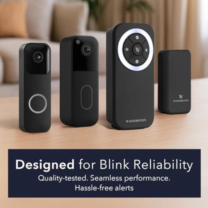 Wasserstein Doorbell Chime Compatible with Blink Video Doorbell (1st Gen & 2nd Gen) - Complete Blink Doorbell Chime Kit - Wired Transmitter with Doorbell Receiver (1-Pack, Black)