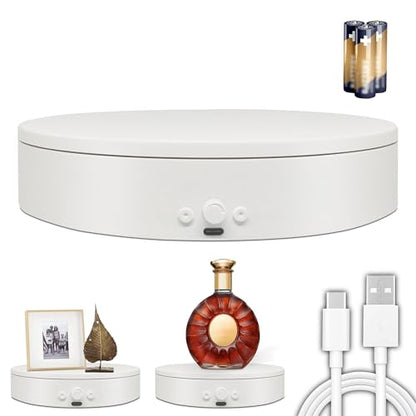 Rotating Display Stand Easy to Switch Direction, Adjustable Speed, 360 Motorized Photography Turntable Used for Product Display, Jewelry, Shoes Shooting and Display (7.87'' white) - color: 7.87‘’ white