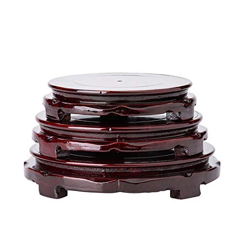 Brown Wood Oriental Style Round Veneer Base (3.2" w X 1.3" h) - color: Non-rotatable, size: 3.2"Inside Diameter
