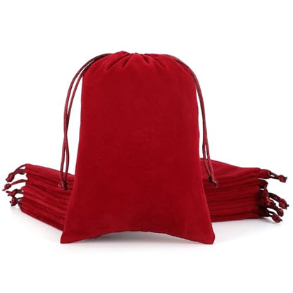 Tapleap 12Pcs Velvet Gift Bags, 7x10” Large Red Drawstring Pouch - color: Red, size: 7x10in