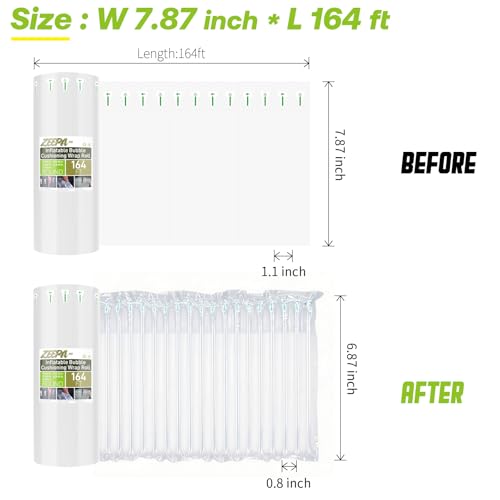 Bubble Packing Moving Wrap For Packing Materials,7.87"x164', Includes Pump - size: 7.87"x164'