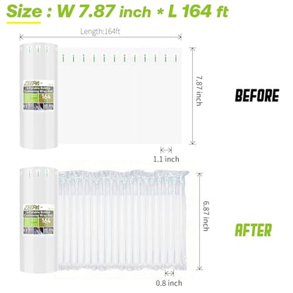 Bubble Packing Moving Wrap For Packing Materials,7.87"x164', Includes Pump - size: 7.87"x164'
