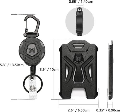 MNGARISTA 4-Pack Retractable Badge Holder, Heavy Duty Carabiner Keychain, Tactical ID Card Holder with 31.5" Retractable Badge Reel, Black - style: PC - 4