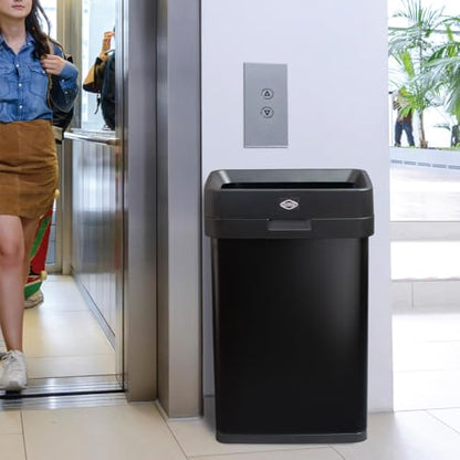Clorox Slim Open Top Stainless Steel Trash Can, Matte Black, 13 Gal / 50L - color: Black Open Top