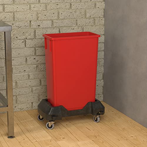 23 Gallon Red Slim Jim Trash Can with Dolly - color: Red, size: With Wheels, style: No Lid