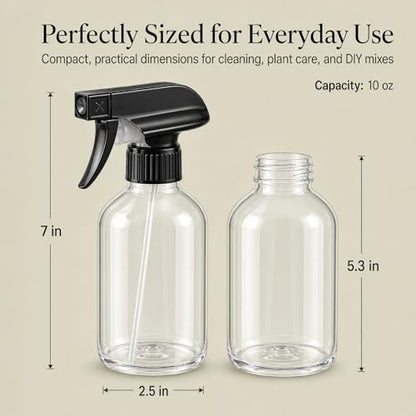 SUPER+ 2 Pack Plastic Spray Bottles 10 OZ – Leak Proof, Adjustable Nozzle, Empty Spray Bottles For Cleaning Solutions, Plants, Pet, Or Diy Spray Bottle