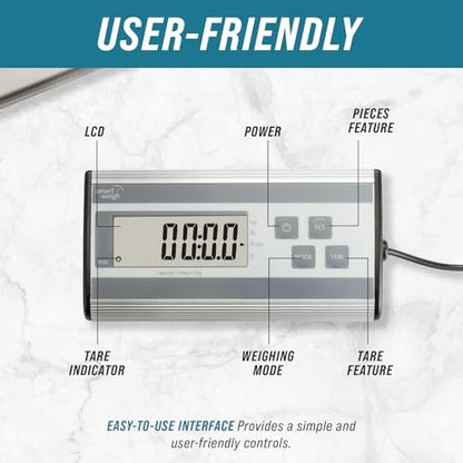 Smart Weigh Shipping Scale Digital Postal Scale for Packages 440lbs x 6 oz - color: 440 lbs Stainless Steel