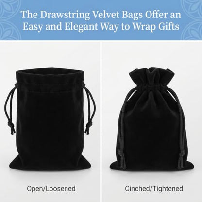 50 Pack Little Velvet Jewelry Bags, Black Drawstring Bags, 3x4 inch Small Gift Bags, Coin Pouch Velvet Bags for Jewelry Storage, Wedding Party Favor Small Business Packaging