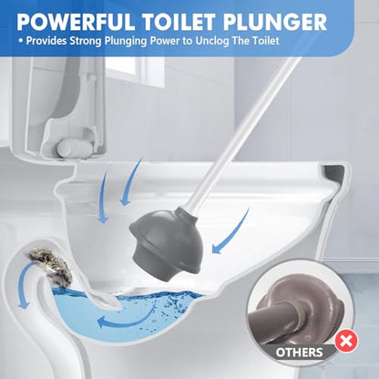LOVLOY Toilet Plunger and Brush, Bowl Brush and Heavy Duty Toilet Plunger Set with Ventilated Holder, 2-in-1 Toilet Brush and Plunger Combo for Bathroom Cleaning (2, White) - color: White