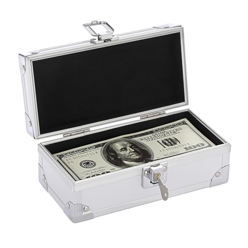 Hipiwe Lockable Cash Box Aluminium Alloy Money Box for with Key Lock - color: Silver, size: Small