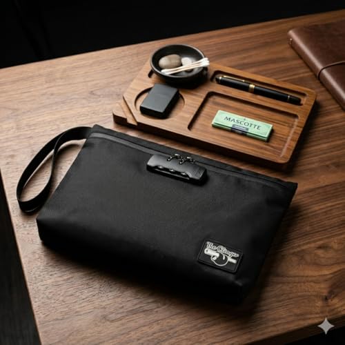 Secure Money Travel Bag with Zipper, Multiple Pockets and Combination Lock Close - color: Black