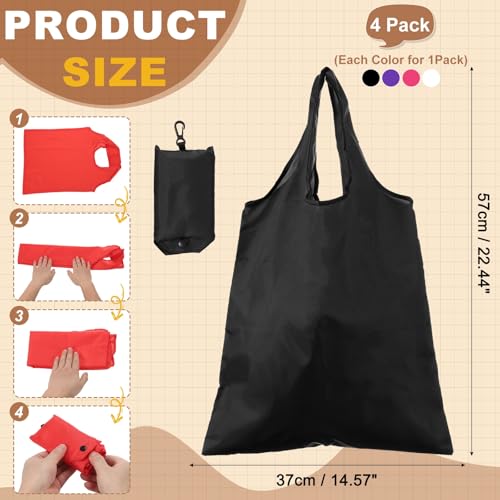 uxcell Foldable Travel Bag with Handles, Lightweight Polyester Fabric Reusable Grocery Bags, Washable Shopping Tote Pouch - color: Multicolor