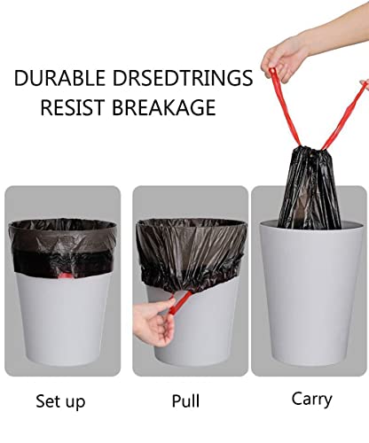 Feisco 6-7 Gallon Black Trash Bag,Medium Drawstring Garbage Bag Trash Can Liner,100 Counts,0.67 Mil - size: 100 Count (Pack of 1)