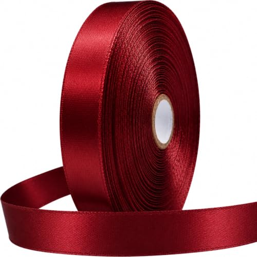 3/4 Inch Burgundy Satin Ribbon 50 Yards Single Face Polyester - color: Burgundy, size: 3/4 inch