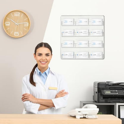 Hillban Acrylic Business Card Holder Wall Mount Office, 12 Pockets - size: 12 Pockets