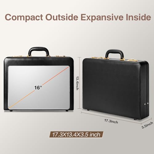 LOCKCURX Briefcases for Men, Anti-Theft Dual Lock Briefcase, 16 Inch Laptop - color: Black, size: Combination Lock