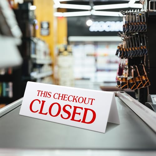 GlikCeil 3 Pcs Checkout Closed Desk Sign 11 x 4 Inch Engraved Acrylic Tabletop Retail Counter Checkout Sign Double Sided for Offices, Shops, Banks, Stores, Dmv, Retail Business, Red White