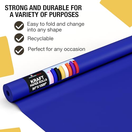 Crown Display Dark Blue Kraft Paper Roll - 36" X 1320" (110' Ft) - Perfect for Shipping & Packing - Craft Paper Roll - color: Dark Blue, size: 36" x 1320"