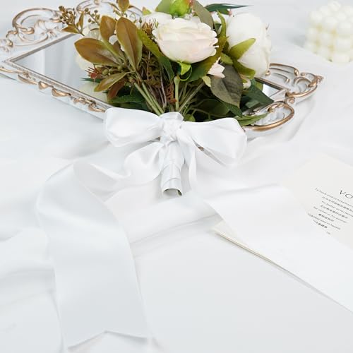White Double-Faced Satin Ribbon, 3 Inch x 10 Yards - color: White