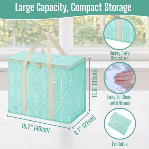 VENO 2 Pack Cooler Bag Insulated Grocery Bags for Food Delivery Heavy Duty - color: Evergreen, size: 2 Pack