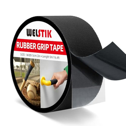 WELSTIK Rubber Grip Tape, Ultra Strong Sweat Absorbent Anti Slip Tape with Textured Adhesive for DIY Tools & Gadgets (Black, 2In x 16.4Ft) - size: 2inch*16.4ft