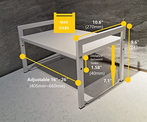 Expandable Cabinet Shelf 10.6"D Adjustable Countertop Riser Rack White - color: White, size: 10.6"D (wide) - 1 Pack