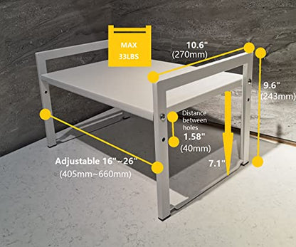 Expandable Cabinet Shelf 10.6"D Adjustable Countertop Riser Rack White - color: White, size: 10.6"D (wide) - 1 Pack