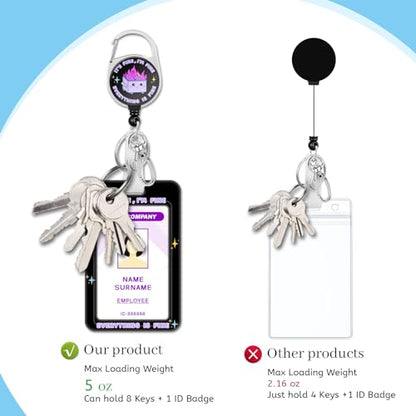 Hancynir Dumpster on Fire Lanyards for Id Badges with Retractable Reel Clip - color: Dumpster on Fire Purple