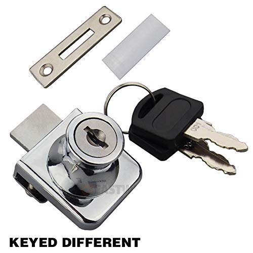 2 Pack Single Swing Glass Cabinet Showcase Door Lock Chrome Plated Display Glass Cabinet Lock Separate Keys, Model 407 - size: Single door