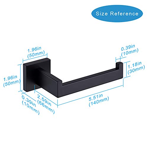 TASTOS Toilet Paper Holder Matte Black, Toilet Tissue Roll Holders Dispenser and Hangers Wall Mounted for Bathroom & Kitchen, Stainless Steel Modern Square Style - color: Matte Black, size: Square (1 pack)