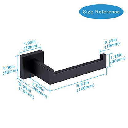 TASTOS Toilet Paper Holder Matte Black, Toilet Tissue Roll Holders Dispenser and Hangers Wall Mounted for Bathroom & Kitchen, Stainless Steel Modern Square Style - color: Matte Black, size: Square (1 pack)