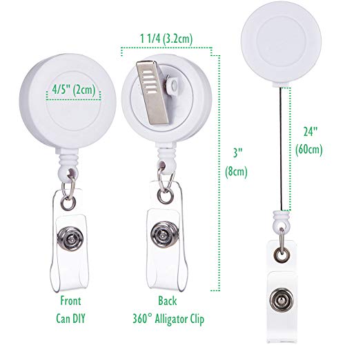 QREEL Badge Reel, ID Badge Holder Retractable Clip, White, Bulk 100 Pack - color: White, size: 100 Pack