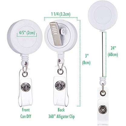 QREEL Badge Reel, ID Badge Holder Retractable Clip, White, Bulk 100 Pack - color: White, size: 100 Pack