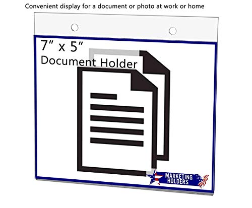 Marketing Holders 25 Pack Wall Sign Holder with Hanging Hardware for 7" x 5" Graphic Flyers and Advertisements with Predrilled Holes for Libraries and Retail Stores Clear Acrylic Sleeve - size: 7" w x 5" h