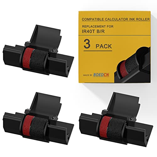 3 Pack Compatible Calculator Ribbon Replacement for Casio hr-100tm Ink IR-40T Calculator Ink Roller Compatible with Casio HR-100TM HR-170RC Canon P23-dhv CP13 Sharp EL-1801V, Individually Sealed, B/R - size: 3-pack