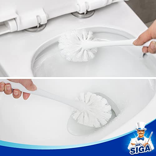MR.SIGA Toilet Plunger and Brush Combo for Toilet Cleaning, White, 2 Set - color: White, size: 6.3 x 8.2 x 18.1 inch
