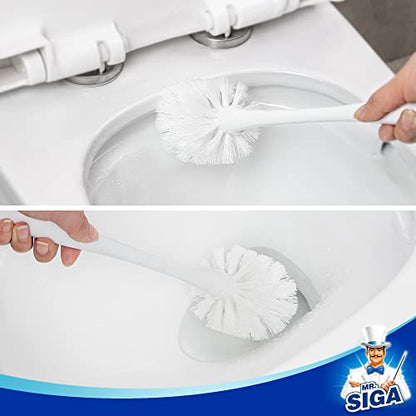 MR.SIGA Toilet Plunger and Brush Combo for Toilet Cleaning, White, 2 Set - color: White, size: 6.3 x 8.2 x 18.1 inch