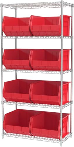 Akro-Mils 30270 AkroBins Plastic Storage Bins, 18"x16"x11", Red, 3-Pack - color: Red