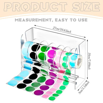 Qilery Sticker Holder Organizer Dispenser Acrylic Roll Label,7 Disks - style: 7 Disks