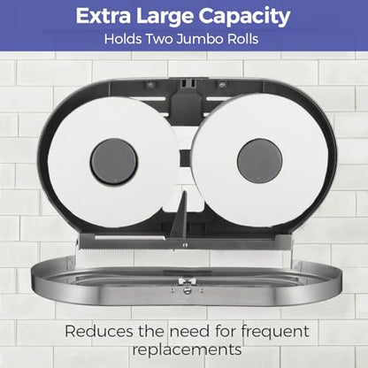 Stardrix Stainless Steel Twin Jumbo Toilet Paper Dispenser Wall Mount, 9" Commercial Double Roll Holder, Industrial Tissue Dispenser with Key Lock, Satin Finish - color: Satin Finish