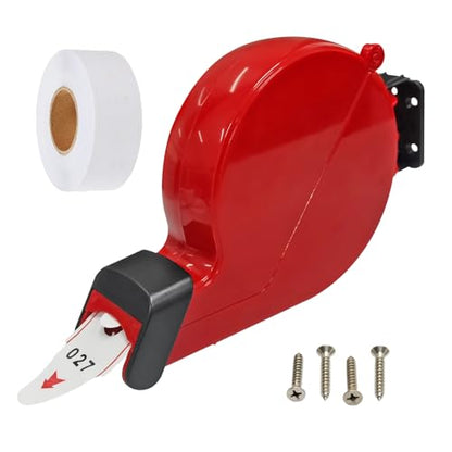 Take-A-Number Dispenser (Red) with Number Ticket Roll (3-Digit) — Queue Ticket Machine for Pickup/Order/Deli Counter, Bakery, DMV , Post Office, Pharmacy & Clinic