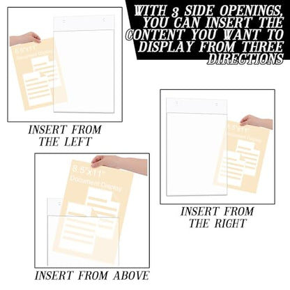 Fullhawl 3 Pack 8.5x14 Acrylic Wall Mount Sign Holder Clear Paper Document Holder with Hardware Floating Picture Frame for Certificate Notices Upcoming Events Office Restaurant Healthcare Facilities