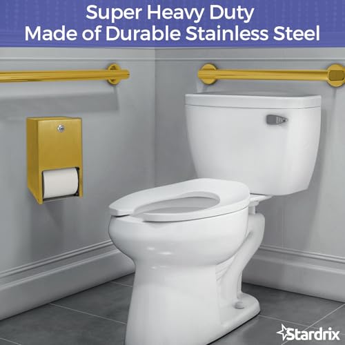 Stardrix Gold 2 Roll Stainless Steel Commercial Toilet Paper Dispenser, Heavy Duty Wall Mount Tissue Holder with Lock for Restroom/Bathroom - color: Gold