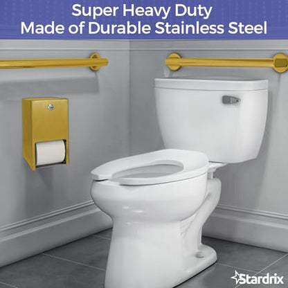 Stardrix Gold 2 Roll Stainless Steel Commercial Toilet Paper Dispenser, Heavy Duty Wall Mount Tissue Holder with Lock for Restroom/Bathroom - color: Gold