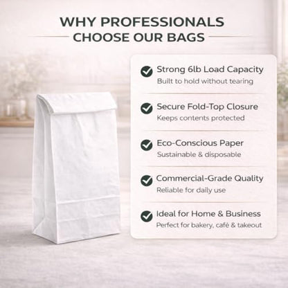 Perfect Stix White Paper Lunch Bags 50 Count White Paper Bags for Lunch and Used for Craft Bags. Larger Than Standard Lunch Bags. 6 Lbs - size: 6lb-White Bag-Pack of 50ct