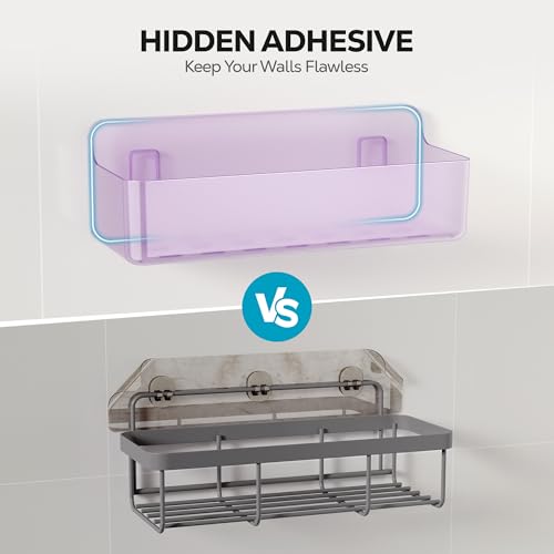 Nieifi Adhesive Shower Shelves, Purple, 5 Pieces - color: Purple-Clear, size: 5 pieces
