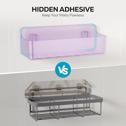 Nieifi Adhesive Shower Shelves, Purple, 5 Pieces - color: Purple-Clear, size: 5 pieces