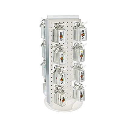 Azar Displays 700508-WHT-4W16 8-Inch W by 20-Inch H Revolving Black Pegboard Counter Display with 16-Pack of 4 inch Locking Hooks, White - color: White, style: Pegboard + Hooks