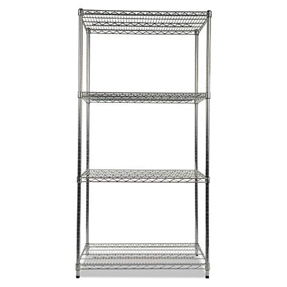 Alera ALESW503624SR Industrial Heavy Duty Wire Shelving Starter Kit, 4-Shelf, 36w x 24d x 72h, Silver - color: Silver, size: 36w x 24d x 72h